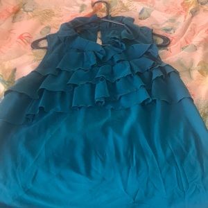Turquoise ruffle top